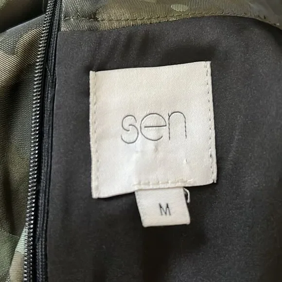 SEN Puff Sleeve Camo Mini Dress Medium - Picture 13 of 14